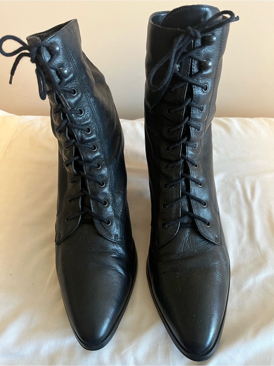 Ellemenno Shoes - Ellemenno Black Lace-Up Pointed Toe Women's Boots